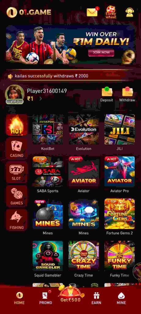 01Game app